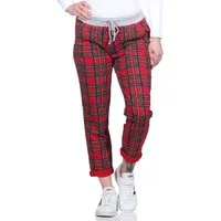 CLEO STYLE Jogginghose Damen Jogginghose 2581 36-40 Rot Grün Karo