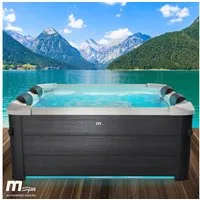 BRAST Whirlpool MSpa Oslo & Amber Aero Plus mit Fester Außenwand inkl. LED-Beleuchtung, Aufstellbecken, (für 6 Personen, 180x180x65cm, 140 Massagedüsen), Ganzjähriger Einsatz Winterfest, In & Outdoor Pool