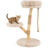 COSTWAY Kratzbaum, Katzenbaum, Massivholz Katzenmöbel, 90cm hoch