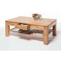 ELFO Wohnzimmertisch Couchtisch Kernbuche Tisch Massiv geölt 115 x 70 cm mit Schubkasten, Breite 115cm