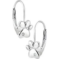 Limana Paar Ohrhänger Brisur Ohrringe echte 925 Silber Creolen Pfote Pfötchen Mädchen Frauen (Kinderschmuck Silberschmuck inkl. Schmuckdose), Schmuck Geschenk Idee zu Ostern Weihnachten Geburtstag Nikolaus