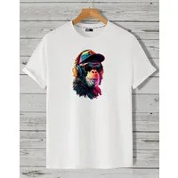 RMK T-Shirt Herren T-Shirt Basic Rundhals Schimpanse Affe DJ aus Baumwolle