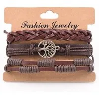 Firetti Armband Set Multipack Schmuck Geschenk Armschmuck Lederarmband Lebensbaum (Set, 3-tlg), Made in Germany