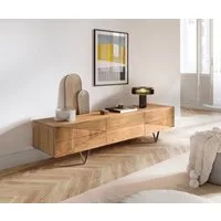 DELIFE Lowboard Wyatt, Akazie Natur 175 cm 2 Türen 1 Klappe Designer Lowboard