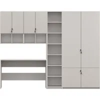 Deine Möbel 24 Jugendzimmer-Set MANO A Kinderzimmer-Set in Kaschmir, modern & viel Stauraum, (Set, 4-tlg., Jugendzimmerwand), Jugendzimmer Set Kleiderschrank Schreibtisch Hängeschränke Regal