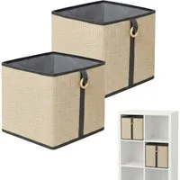 relaxdays Regalkorb Aufbewahrungskorb Set aus Bambus (2 St), 2er Pack