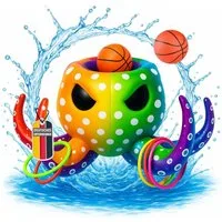 Coemo Wasserspieltisch KRAKI, (9-tlg., 9-tlg), 2in1 Wasserbasketball und Ringwurfspiel (FARBE) in Kraken-Form
