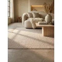 KADIMA DESIGN Teppich LANGAU Flachgewebe Kurzflor Berber Uni Meliert Wohnzimmer Pflegeleicht, Rechteckig, Höhe: 7 mm, Beige, 60x110 cm, Saugroboter OEKO-TEX Fußbodenheizung Strapazierfähig