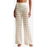 Imily Bela Strickhose Damen Häkelhose weitem Bein Wellen-Häkelmuster Strand Bikini Sommer (Packung, 1-tlg., 1per-Pack) gehäkelt mit durchbrochenem Muster in Unifarbe