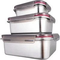 LuxusKollektion Lunchbox Frischhaltedosen Edelstahl luftdicht Deckel 3er Set Vorratsdose Küche