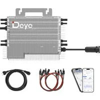 SUNNIVA Wechselrichter DEYE Mikro-Wechselrichter 1600 W SUN-M160G4-EU-Q0, (inkl. 5m Anschlusskabel und 4x1m Solarkabel für Mini-PV Solaranlage Balkonkraftwerk, IP67 wetterfest, 4 MPPT, WIFI, Micro Inverter)