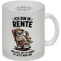 speecheese Tasse Faultier Ruhestand Glas Tasse für Rentner