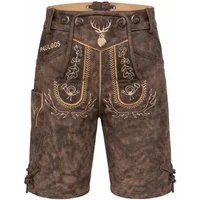 PAULGOS Trachtenhose Kinder Lederhose Kurz mit Trägern 100% Echtleder - KK2 ANTIK