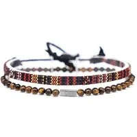 Made by Nami Armband Set 2x Surfer Armband Herren & Damen Tigerauge Perlenarmband Boho Armband (Set, 2), Festival Schmuck Hippie Herren Armband Sommer