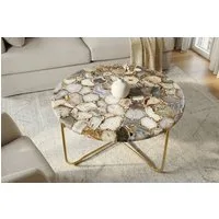 riess-ambiente Couchtisch NOBLE Ø65cm bunt / gold - Edelstein, Achat, handmade, rund, klappbar (Einzelartikel, 1-St), individueller Beistelltisch - ideal für glamouröse Wohnbereiche