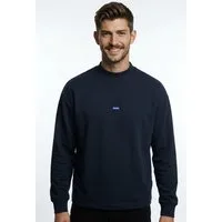 HUGO Blue Sweatshirt Nedro Rundhalsausschnitt, Regular Fit, Logo-Patch