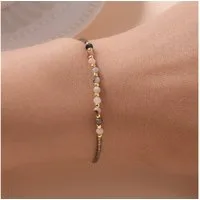 The Beauty House Armband Filigranes Edelstein Armband, – Zarter Damenschmuck in Naturtönen & Gold