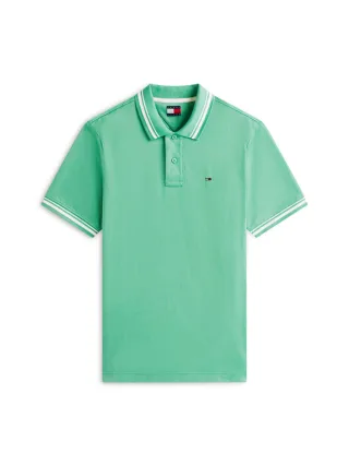 Tommy Jeans - Regular Fit Poloshirt mit Kontrast grün - Gr. - XXL