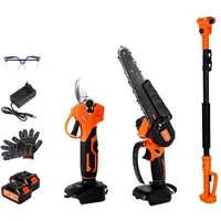 Insma Akku-Hochentaster 3 in1 Bürstenlos Elektro Teleskop Hochentaster Kettensäge Gartenschere, bis 220,3 m Arbeitshöhe, mit 2× 13000mAh Akku, Schutzbrille und Arbeitshandschuhe