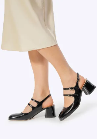 Wittchen Damen-Pumps aus Leder mit Riemchen, Schwarz, Naturleder