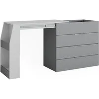 Vicco Schreibtisch Iva, Grau, 98.5-167.5 x 80 x 47 cm ausklappbar, 4 Schubladen (1-St)