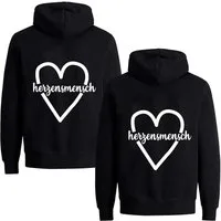 Couples Shop Kapuzenpullover Beste Freunde Damen Hoodie Pullover Herzensmensch mit BFF Logo Print