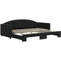 vidaXL Bett Tagesbett Ausziehbar Schwarz 90x200 cm Samt
