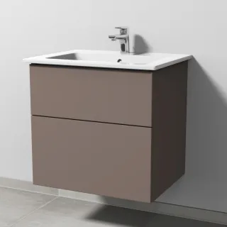 Sanipa 3way Keramik-Set Venticello Keramik-Waschtisch und Unterbau mit 2 Auszügen, Taupe-Matt SP3221T