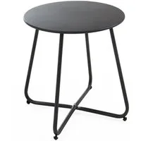Outdoor Beistelltisch LIAM, Ø 45 cm, Anthrazit, Metallplatte, Stahl, Geeignet für den Außenbereich, verstellbare Nivellierung