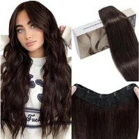 LuxusKollektion Echthaar-Extension Extensions Clip Echthaar Tresse Invisible 50 cm 70 g 2 Dunkelbraun
