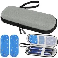 LuxusKollektion Kühltasche Insulin Kühltasche Pen Tasche TSA Kühlakku Epipen Grau