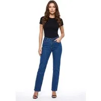 ESRA Straight-Jeans High Waist Damen Jeans Straight Leg Hose Stretch gerader Schnitt G2 Straight Jeans Damen Stretch Regular Jeans High Waist bis Plus Size