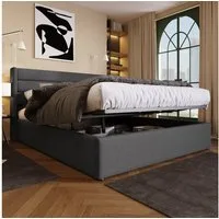 Odikalo Stauraumbett Polster Doppelbett 140/160/180 Lattenrost mit/ohne Matratze Beige/Grau