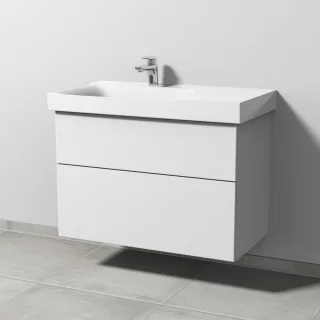 Sanipa 3way Waschtischunterbau zu Geberit Xeno2 Waschtisch mit 2 Auszügen, Weiß-Soft SM66243
