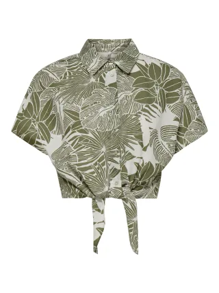 ONLY - ONLJAKIRI LINEN S/S KNOT SHIRT WVN Cloud Dancer - Gr. - S
