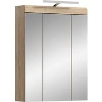 welltime Badezimmerspiegelschrank SIENA, Breite 60cm, inkl. Beleuchtung, 3 Spiegeltüren, 9 Fächer (Set, TOPSELLER) in verschiedenen Farben erhältlich, Badmöbel, Badschrank, Schrank, Bad