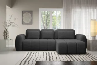 Ecksofa Schlafsofa Sofa CARIA in Stoff Quelle Anthrazit Ottomane Rechts