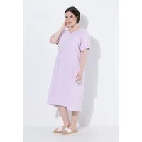 Ulla Popken Jerseykleid Musselin-Midikleid A-Linie V-Ausschnitt Halbarm