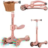 lionelo Dreiradscooter FRANKY, (Set, Balance Roller, Korb, Sitz), 2in1:Erstes Dreirad und Scooter/Leuchtende Räder/Ergonomisch