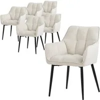 ML-DESIGN Polsterstuhl Esszimmerstuhl mit dickem gepolsterter Sitz Rücken- und Armlehnen (6 St), Wohnzimmerstuhl aus Frotteestoff Creme Loungesessel Küchenstuhl