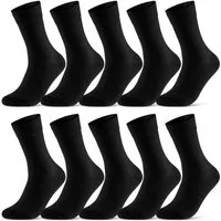 sockenkauf24 Socken 10 Paar Damen & Herren Socken Business Socken Baumwolle (Schwarz, 39-42) mit Komfortbund (Basicline)