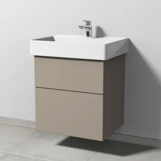 Sanipa 3way Waschtischunterbau zu Duravit Dura Square Waschtisch mit 2 Auszügen, Sandgrau-Matt SF42667