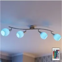 GLOBO LIGHTING LED Deckenleuchte, Leuchtmittel inklusive, Kaltweiß, Warmweiß, Neutralweiß, Tageslichtweiß, Farbwechsel, Deckenleuchte Spotlampe Deckenlampe 4 Flammig Fernbedienung RGB