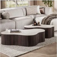 alesvelt Couchtisch Set CERAMO GRANDE 2-teilige XXL-Loungetische im Monolith-Design (2er-Set), 135x34cm 103x37cm Travertin-Optik