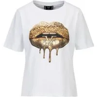 19V69 ITALIA Kurzarmshirt Bellara Lips - T-Shirt Damen - Shirt Kurzarm mit Lippen auf der Brust