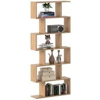 COSTWAY Bücherregal, Standregal mit 6 Fächern, 20 kg/Ebene, 80x23x192cm, natur