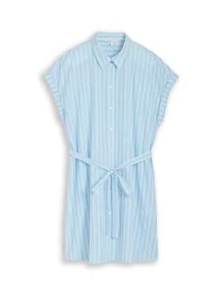 TOM TAILOR Denim - Mini-Blusenkleid mit Streifenmuster blau - Gr. - S