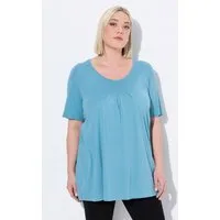 Ulla Popken T-Shirt T-Shirt Zierfalten A-Linie Rundhals Halbarm Modal