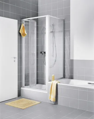 Kermi Falttür Nova 2000 FTD 1000x1750, silber mattglanz, Kunstglas Kerolan Fontana N2FTD1001711K