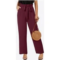 Imily Bela Palazzohose Damen Hochtaillierte Hose mit Bindegürtel (Packung, 1-tlg., 1per-Pack) Einfarbig